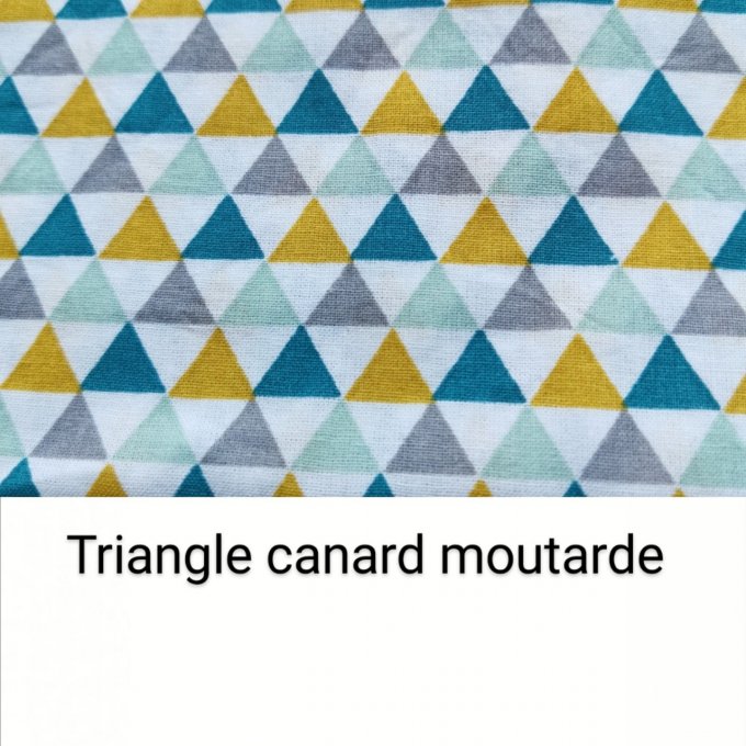 Cartable rabat motifs triangles /coton unis canard avec une moto grise et simili noir 