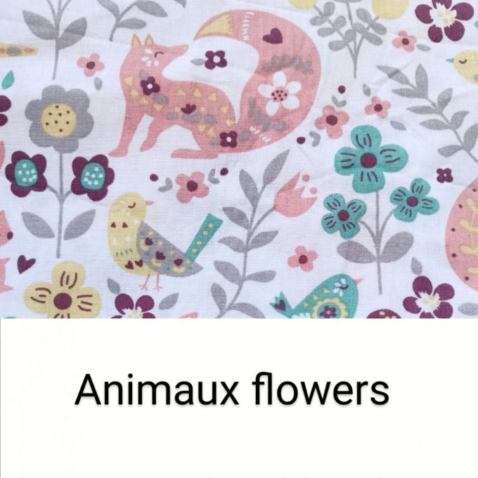 Cape de bain et gant motifs ANIMAUX FLOWERS 