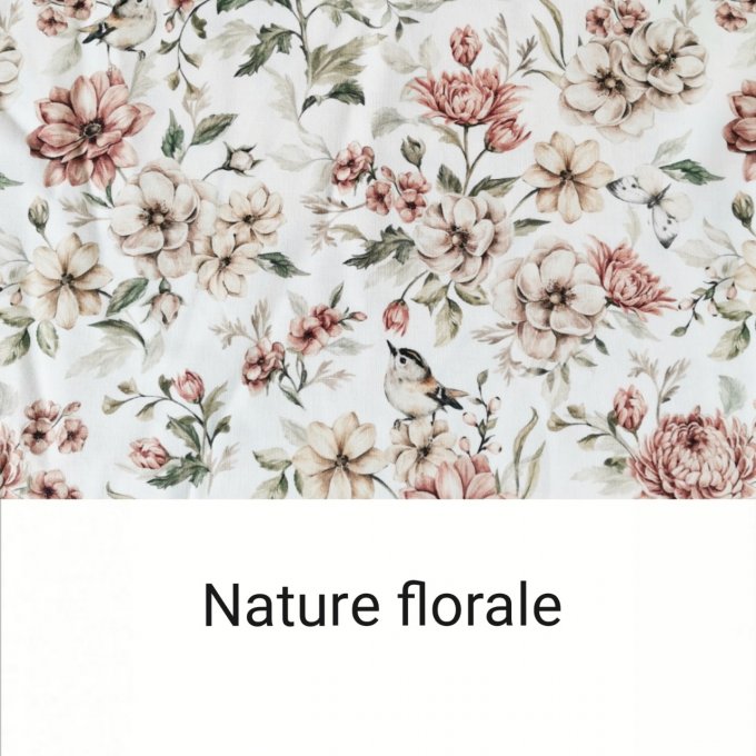 bavoir cantine motifs nature florale unis beige éponge rose