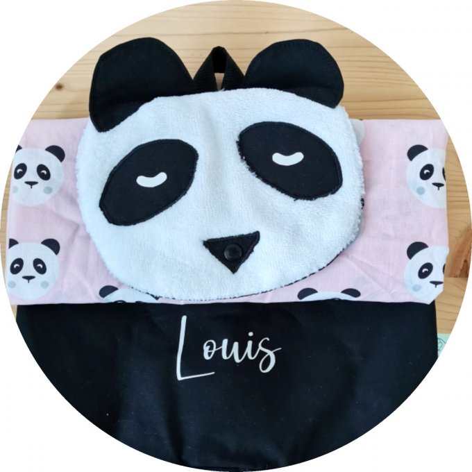 sac à dos tête de panda unis noir motifs panda rose